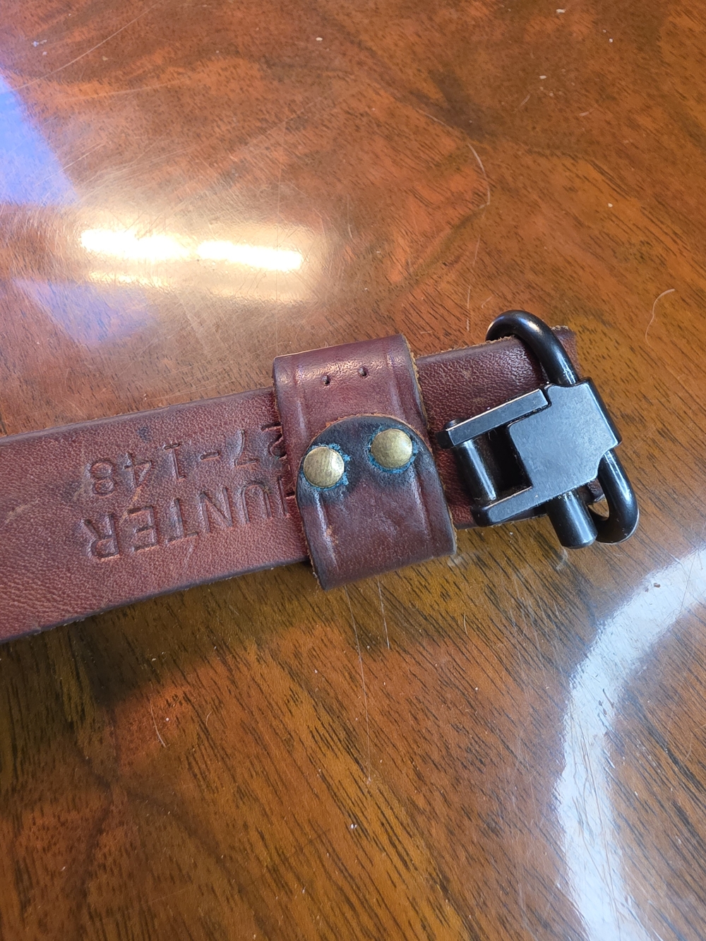 Tooled Leather Rifle Sling with Deer Motif - Brown - Picture 12 of 15